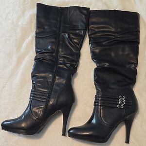 Black Knee-High Heeled Boots